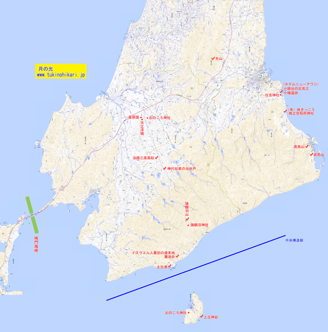 【地図】淡路島の南部