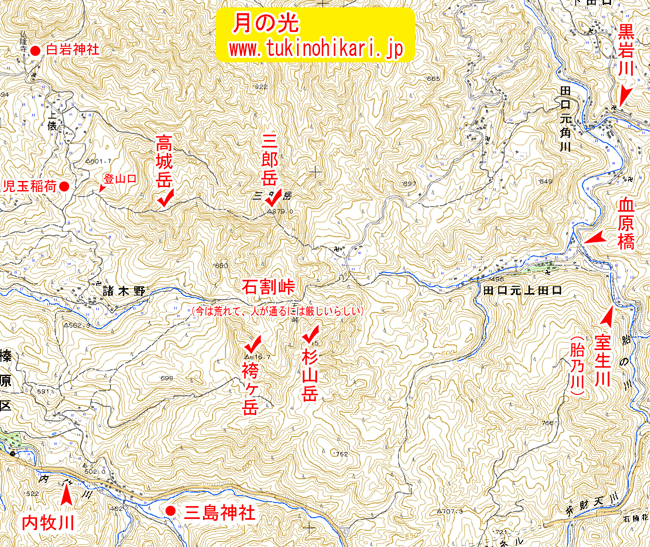 【地図】高城岳の周辺図