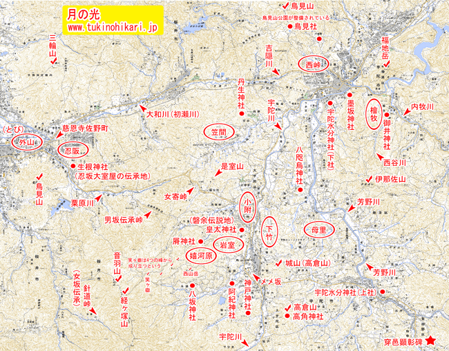 【地図】神武天皇聖蹟 菟田高倉山顕彰碑の周辺図