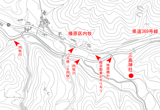 三島神社への地図