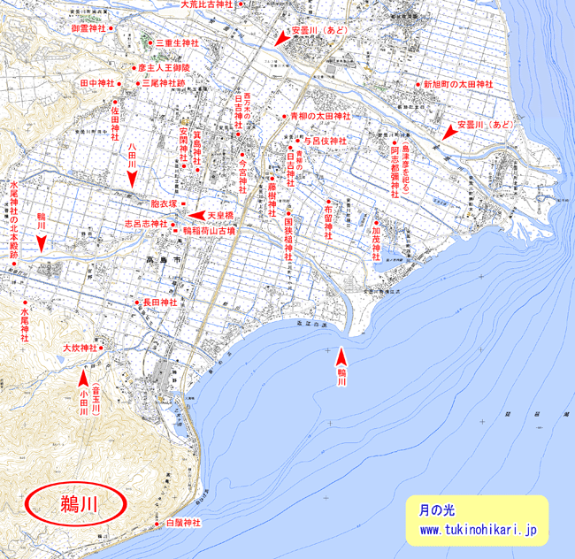 高島市鴨にある天皇橋の地図