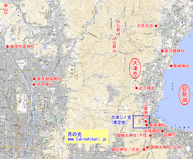 京都府から大津市までの周辺図