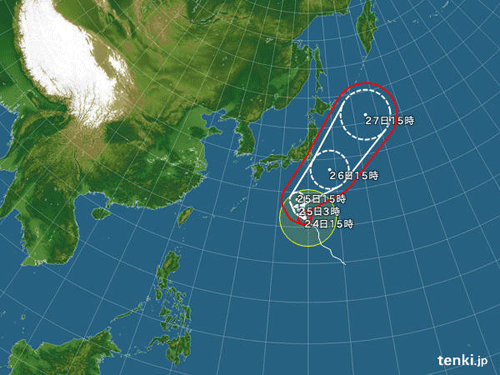 9月21日（土）に発生した台風20号の進路