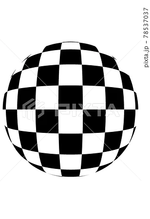 白黒チェック柄の球体